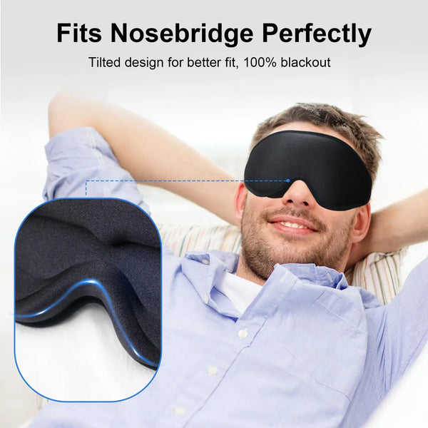 Mascarilla para dormir 3D con los ojos vendados, ayuda para dormir, mascarilla facial de espuma viscoelástica suave, bloqueador de 99%, parche para cubrir los ojos ligero Slaapmasker — vista alternativa